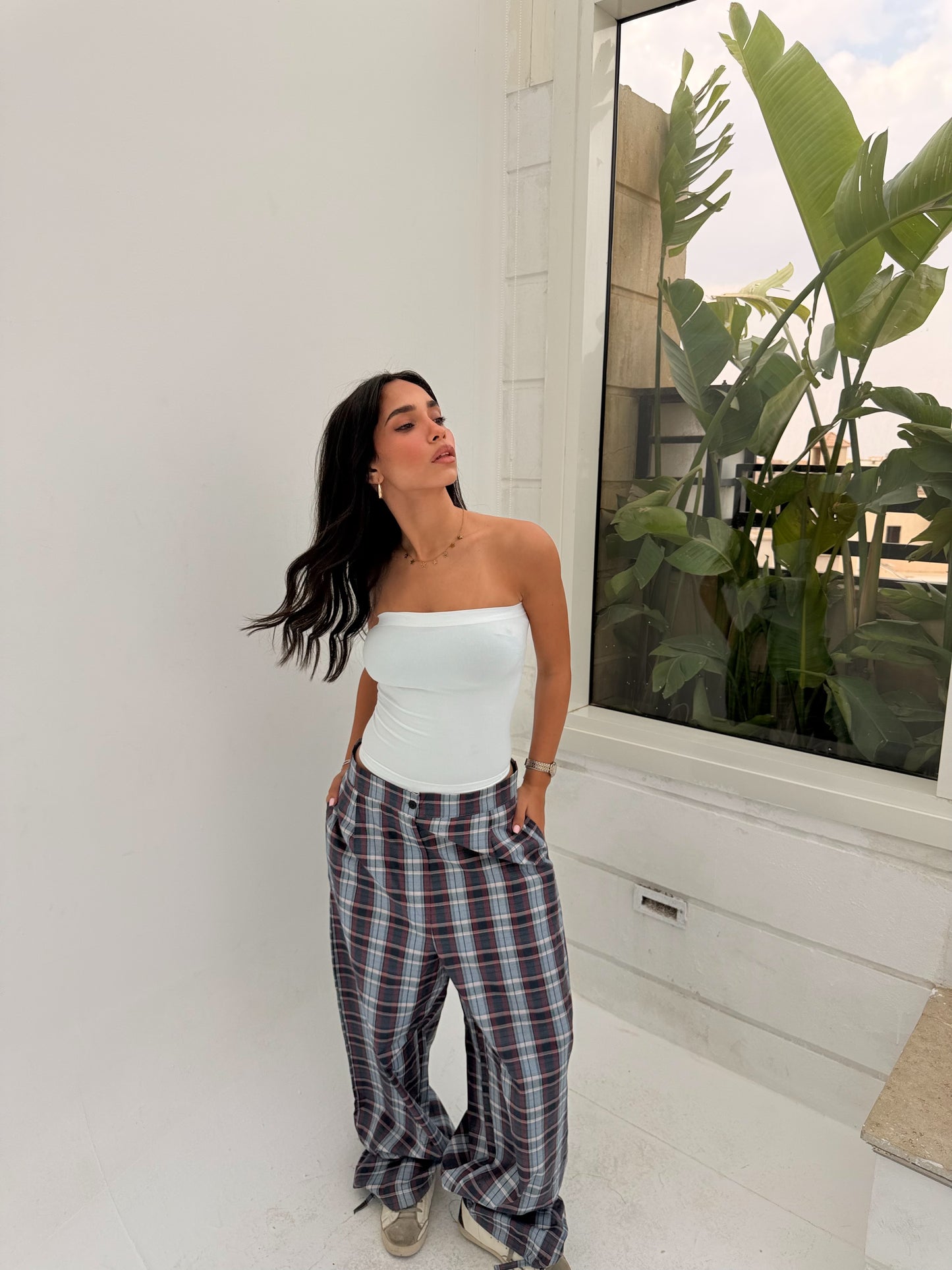 Adjustable Plaid pants